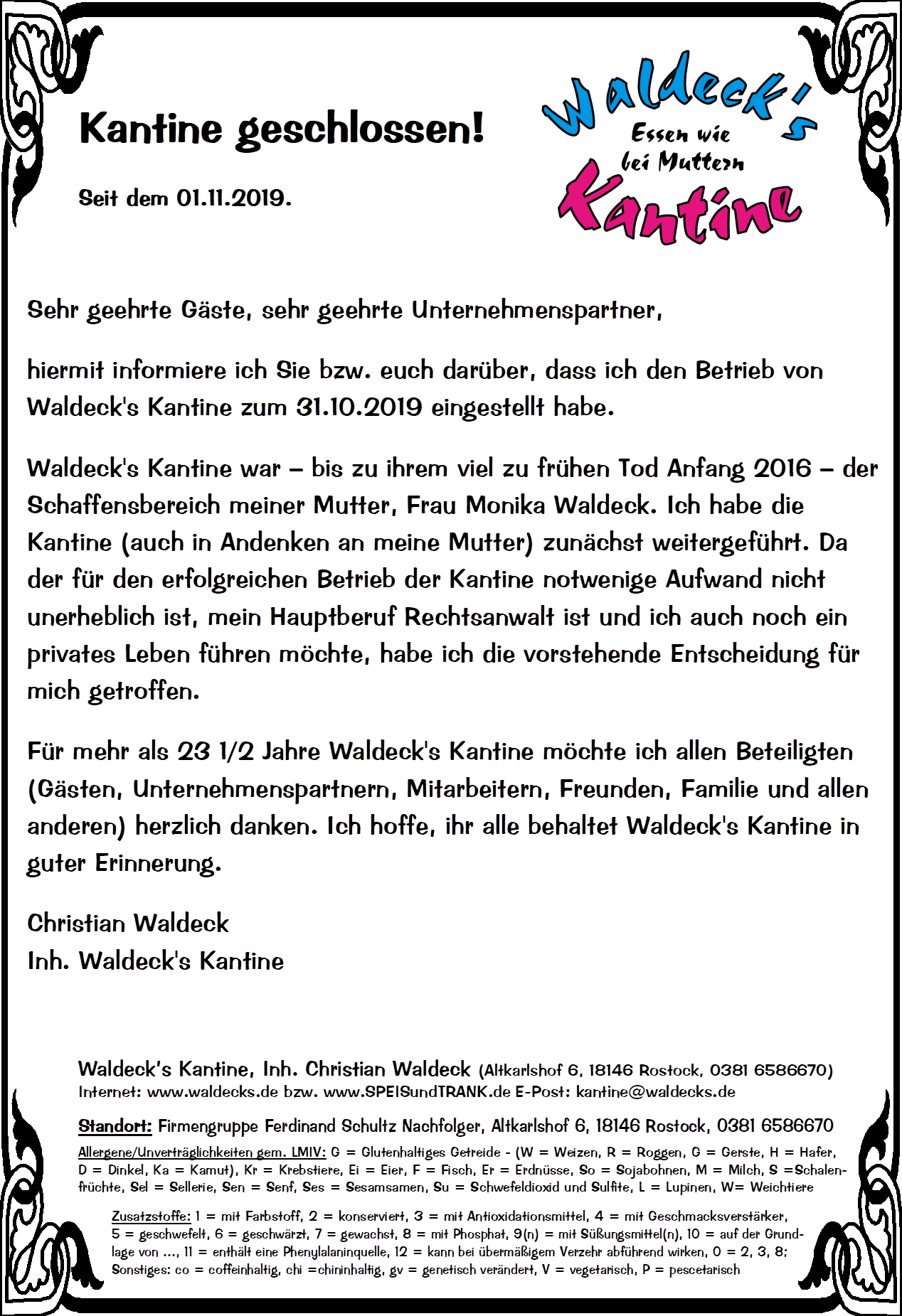 Speiseplan der aktuellen Woche.